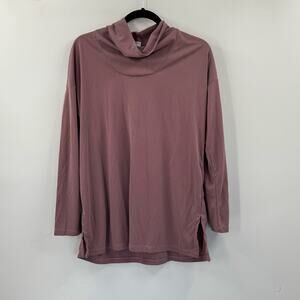 pure Jill pink ribbed cowl neck shirt